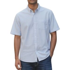 Banana Republic Men's Blue Casual Button Down Shirt Linen Cotton Blend